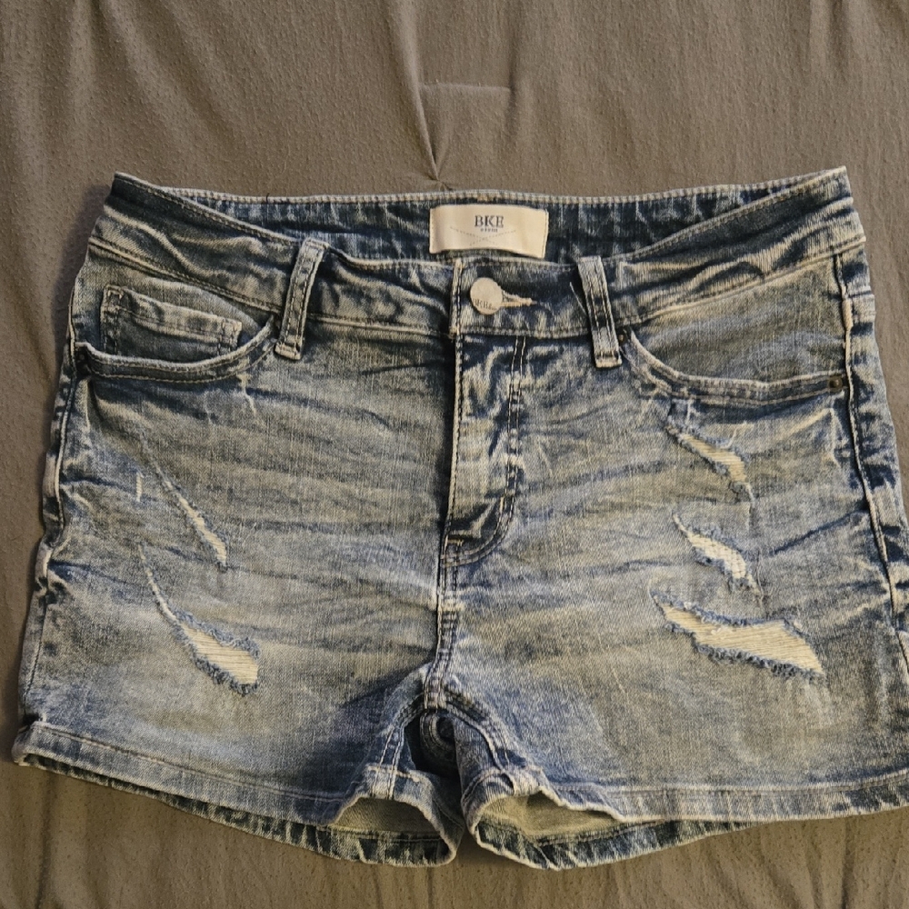 BKE Faded Blue Distressed Jean Shorts